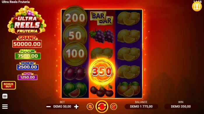 Ultra Reels Fruteria – Coin Collect monetos su nominalais